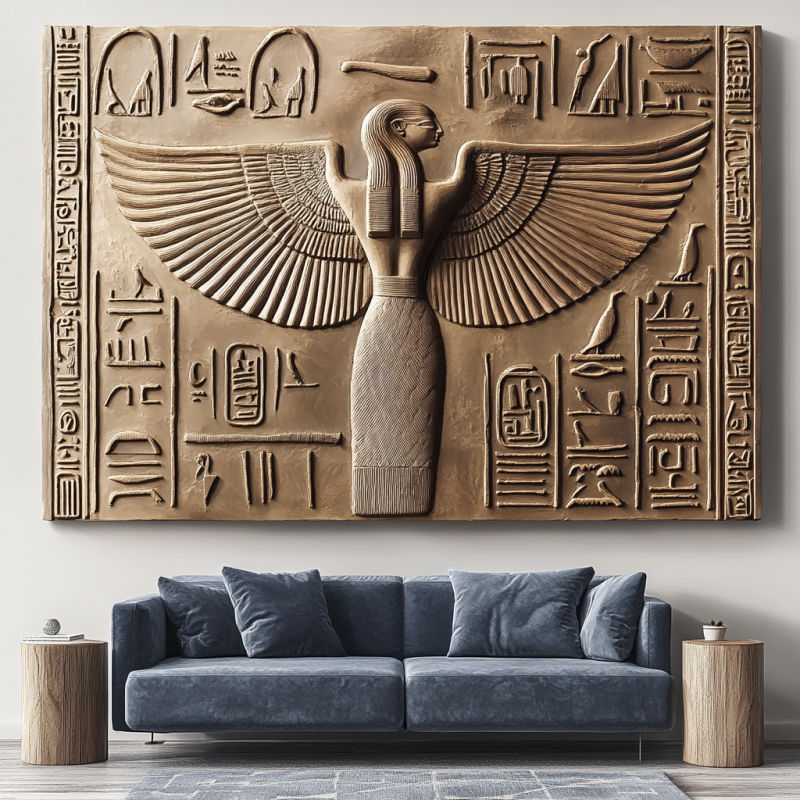 EGYPTIAN EAGLE WOMAN 3D RÖLYEF TABLO