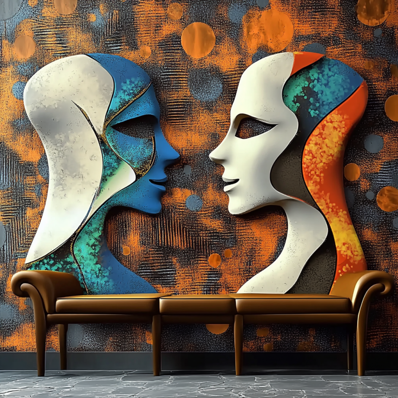 İKİ KAFA 3D RÖLYEF TABLO