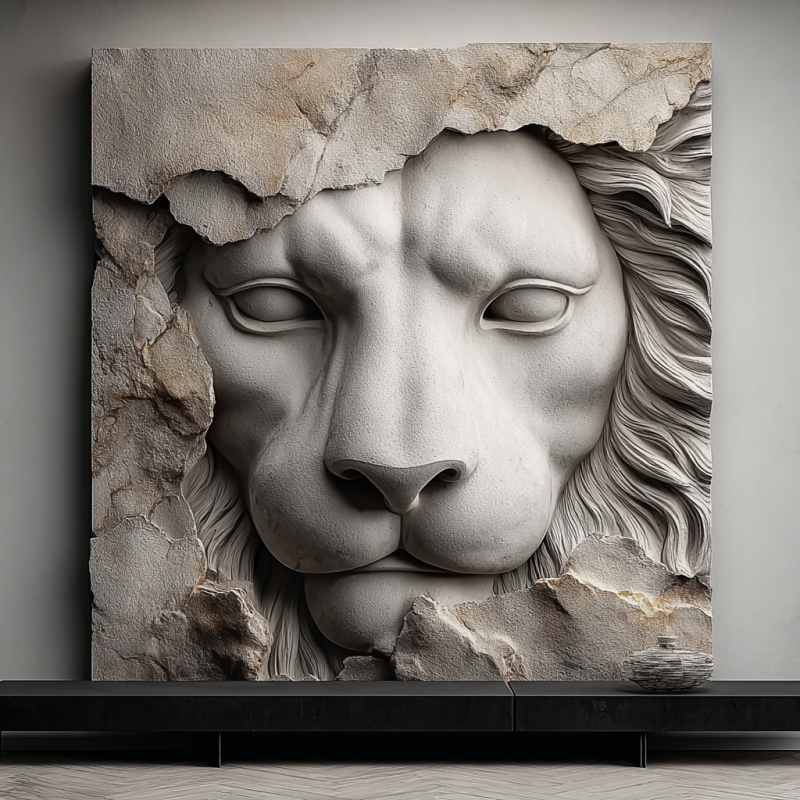 OLD LION 3D RÖLYEF TABLO