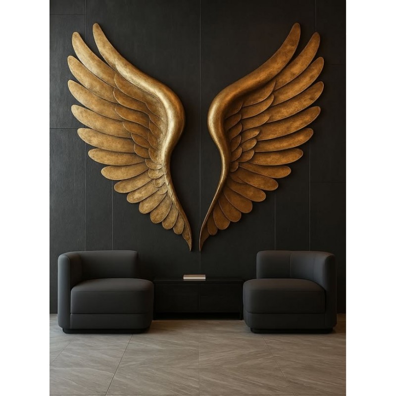 GOLD KANATLAR 3D RÖLYEF TABLO