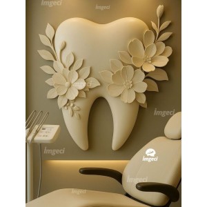 ÇİÇEKLİ DİŞ 3D RÖLYEF TABLO