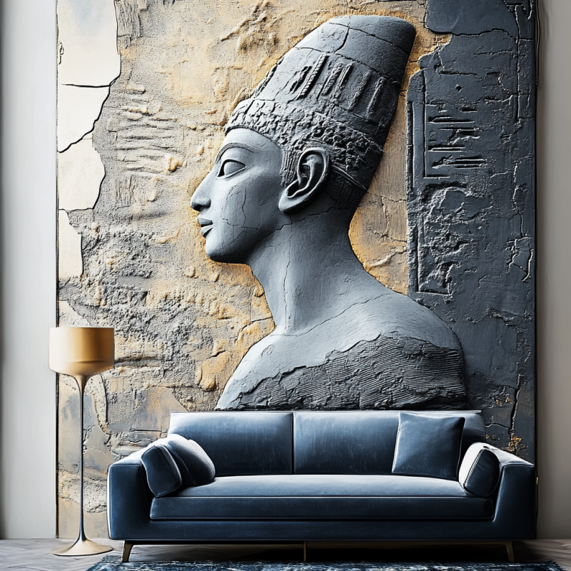 EGYPTIAN GRAY MAN 3D RÖLYEF TABLO